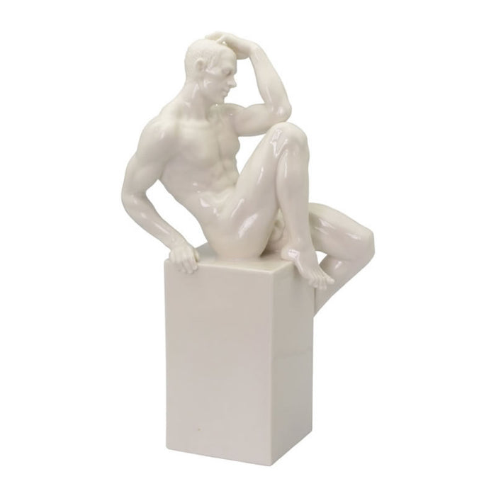 Study of Youth- Male Nude Sculpture, Glazed Finish