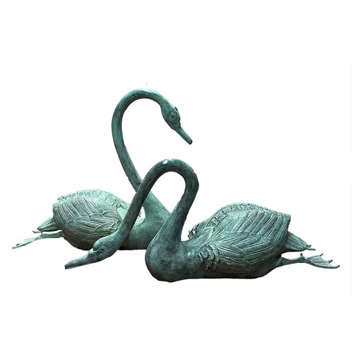 Pair of Swimming Swans Bronz Sculpture Set