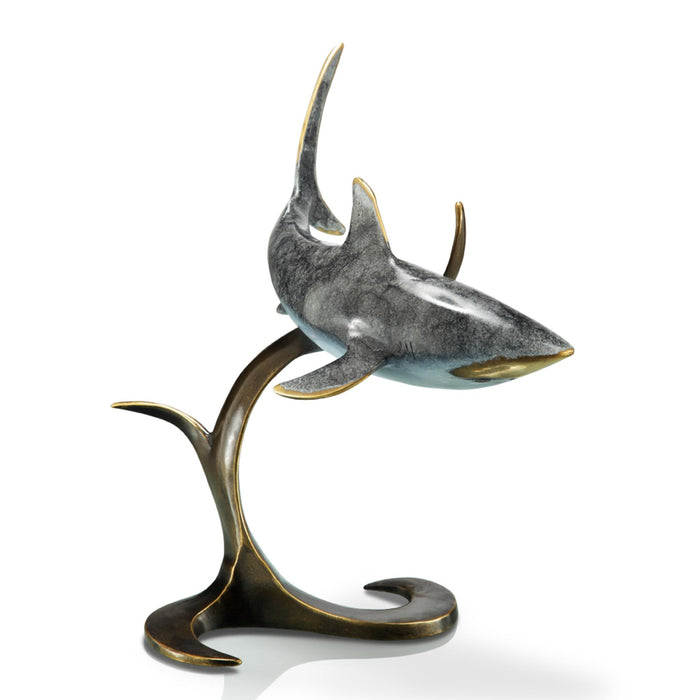 Swimming Shark Statue- Brass by San Pacific International/SPI Home
