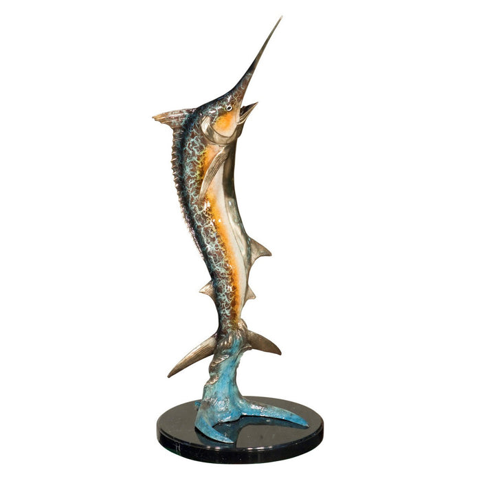 Swordfish Sculpture on Marble Base-41"H