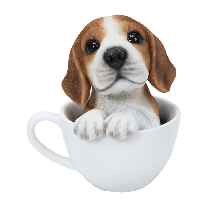 Tea Cup Beagle Puppy Statue - Main Image