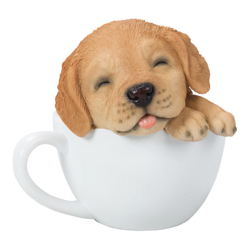 Tea Cup Sleeping Golden Retriever Puppy Statue