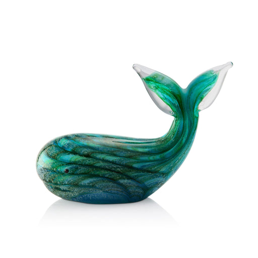Teal Glass Whale Figurine- Glow in the Dark by San Pacific International/SPI Home