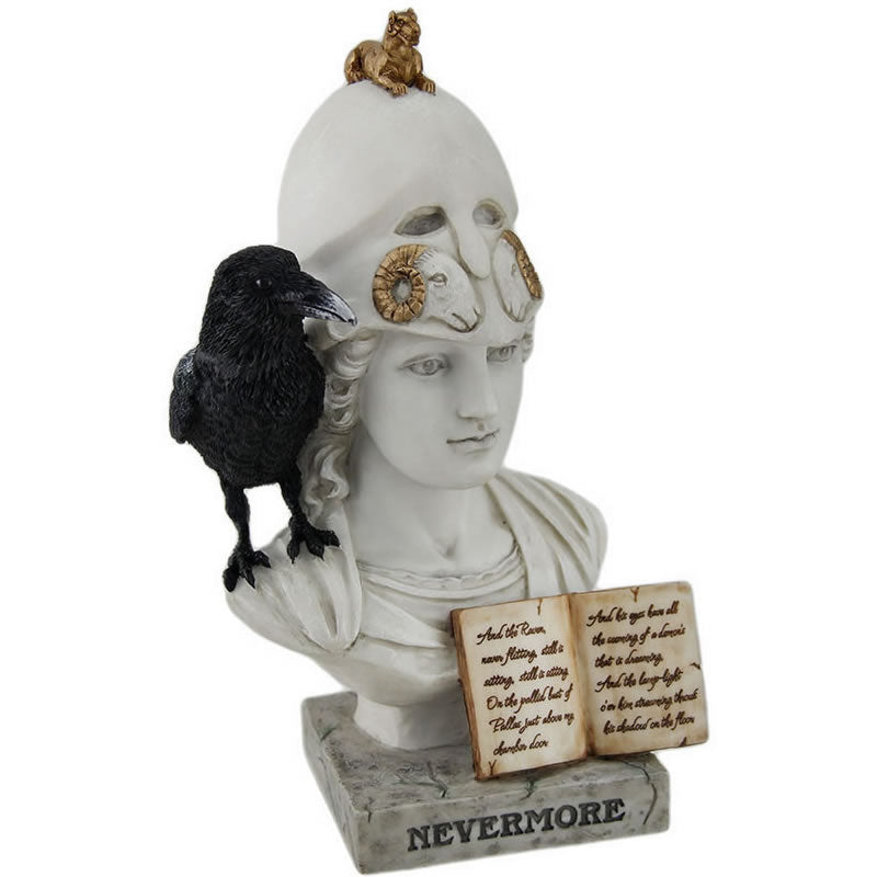 The Raven Nevermore on Pallas Athena Bust/Statue