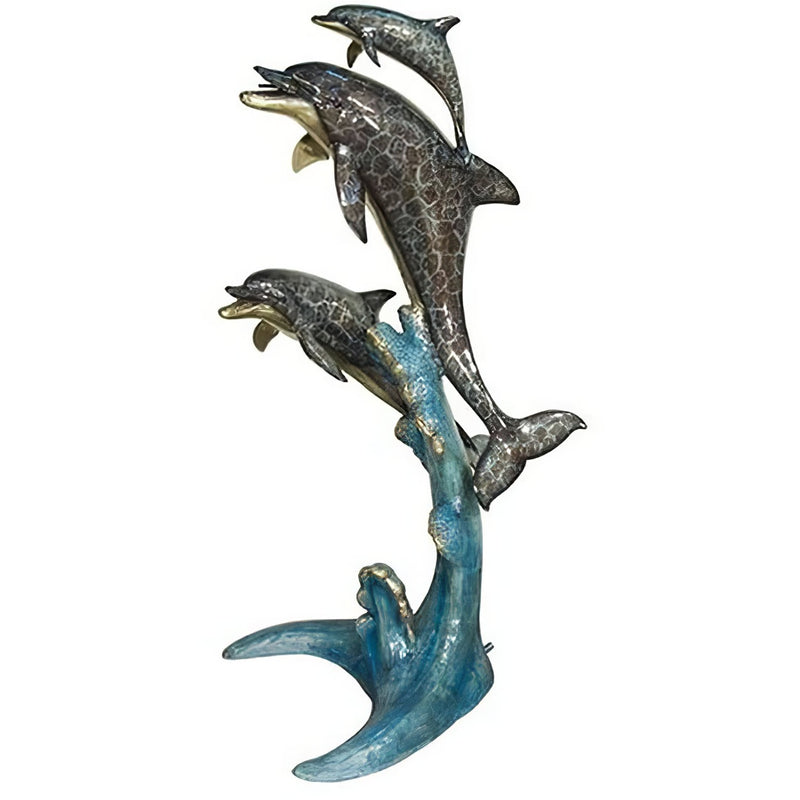 Three Dolphins and Coral- Bronze Fountain