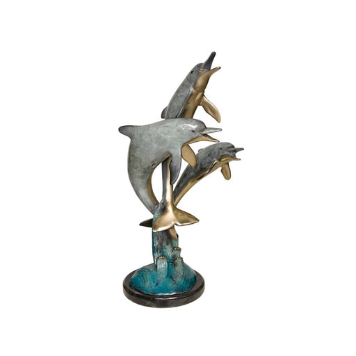 Three Dolphins Jumping Bronze Statue
