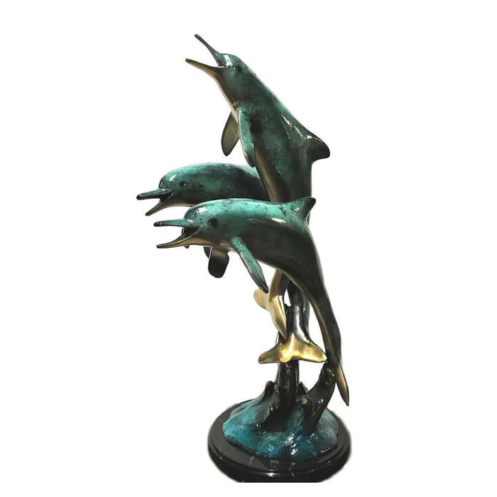 Three Jumping Dolphins Statue-Special Patina/Bronze
