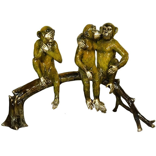 Three Monkeys on Branch- Bronze Statue/Special Patina