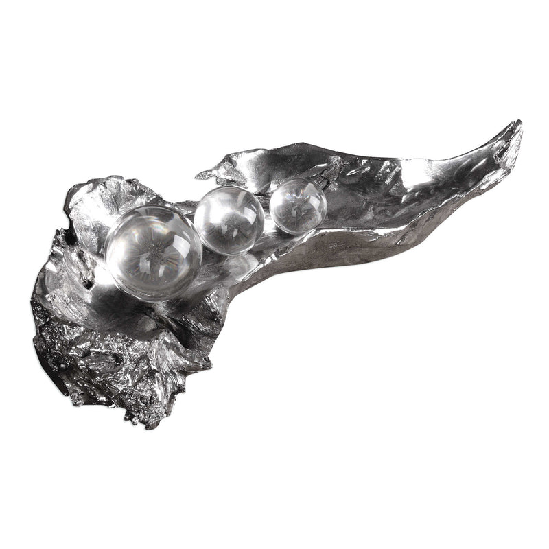Three Peas In A Pod Modern Metallic Sculpture