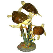 Three Turtles Bronze Fountain with Color