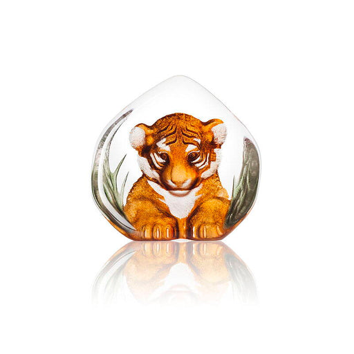 Tiger Cub Crystal Sculpture by Mats Jonasson