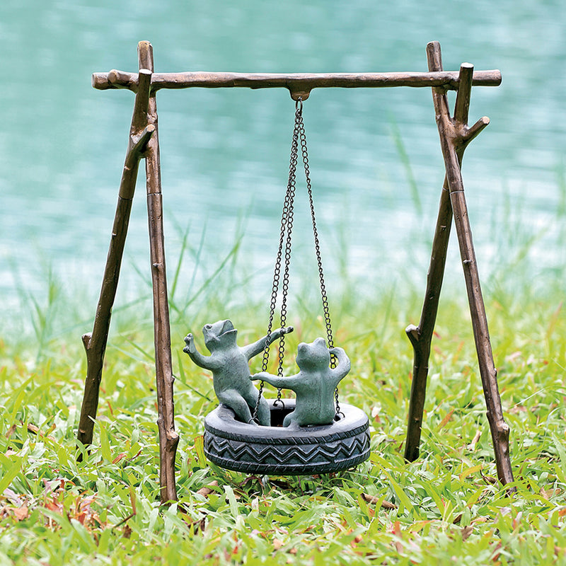 Tire Swing Frogs Garden Sculpture by San Pacific International/SPI Home