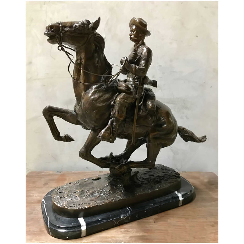 Trooper on the Plain Bronze Western Statue
