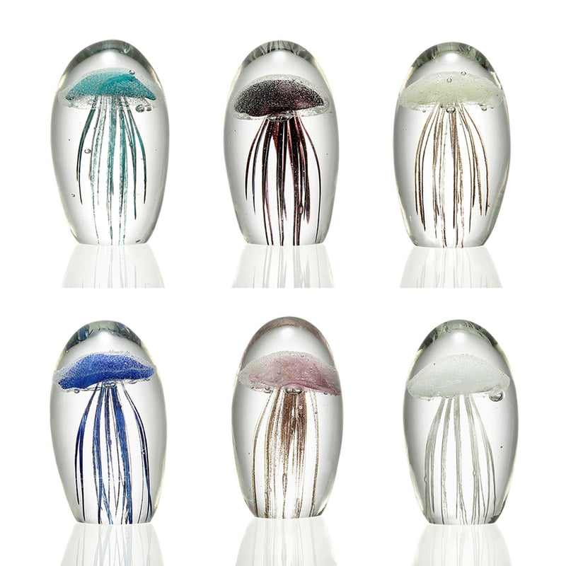 Tropical Mini Jellyfish Glass Figurines- Set of 6 by San Pacific International/SPI Home