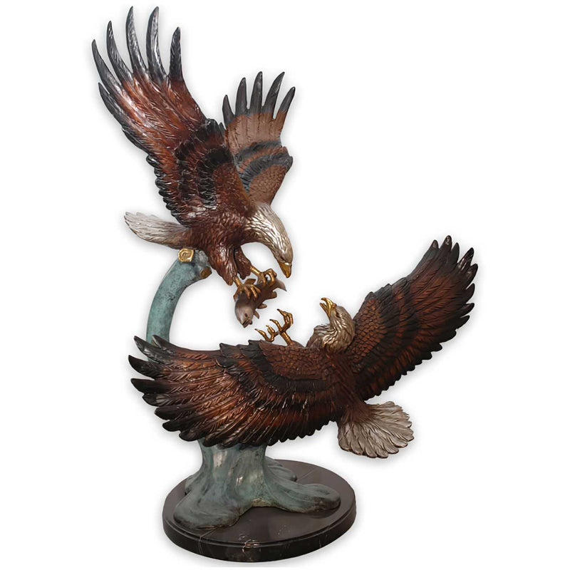 Two Eagles with Fish Bronze Sculpture