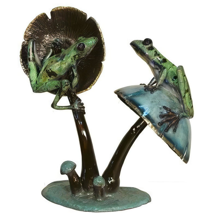 Two Frogs on Mushroom- Bronze Statue