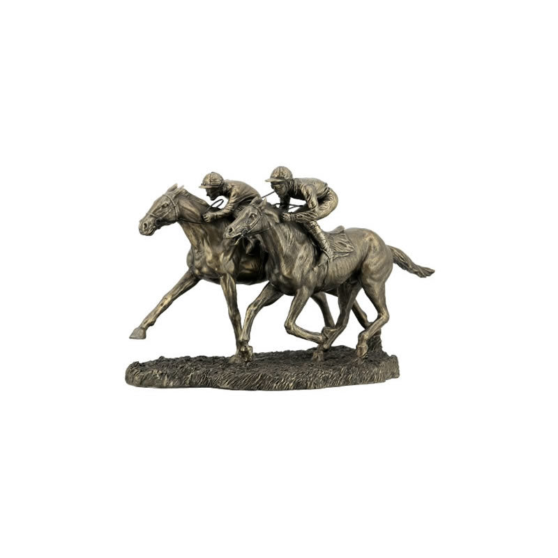 Two Jockeys Racing Sculpture