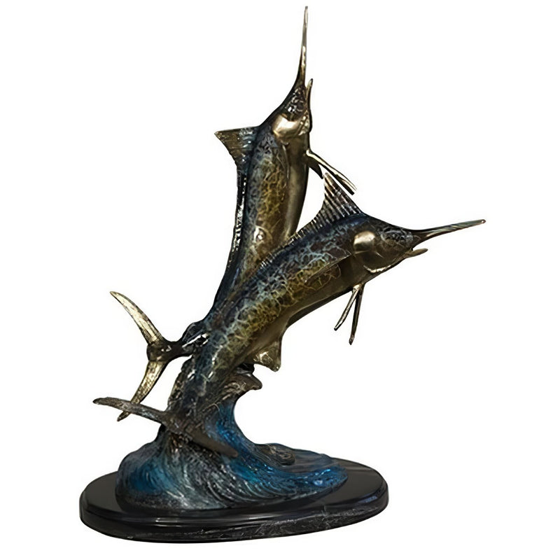 Two Marlins Swimming- Bronze Statue