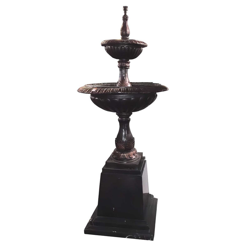 Two Tier Bronze Fountain on Marble Column