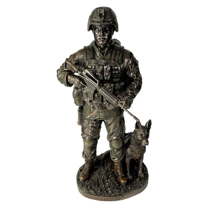 Honor, Courage, Commitment - US Soldier and War Dog Statue