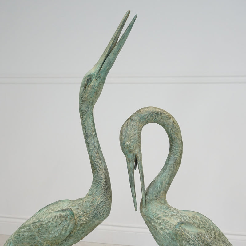 Crane Pair Fountain-Verde Bronze