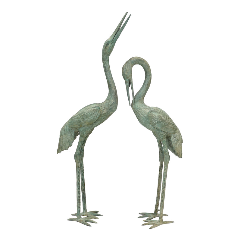 Crane Pair Fountain-Verde Bronze