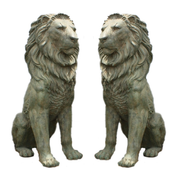 Giant Bronze Estate Entrance Lion Sculptures-Pair