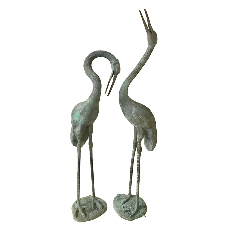 Pair of Cranes Bronze Fountains