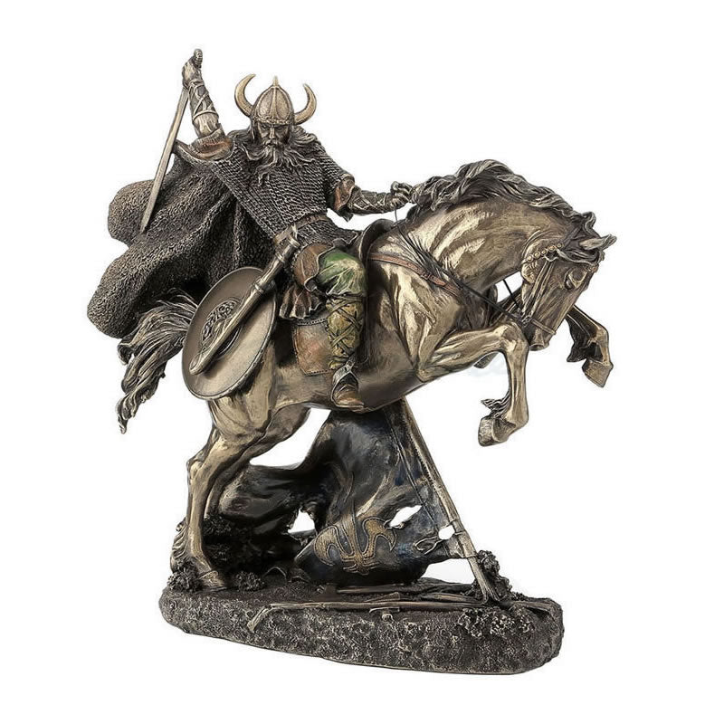 Viking On Rearing Horse Statue