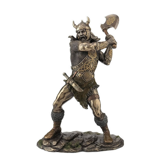 Viking Warrior Swinging An Axe Statue