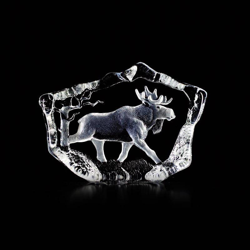 Walking Moose Crystal Statue by Mats Jonasson