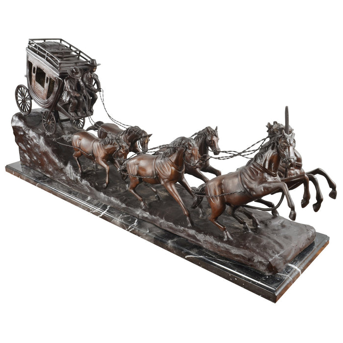 Western Cowboy Stagecoach Bronze Sculpture