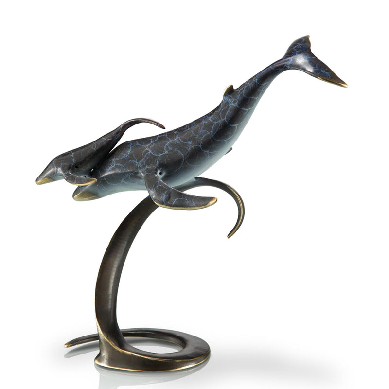 Whale Pair on Wave Sculpture by San Pacific International/SPI Home