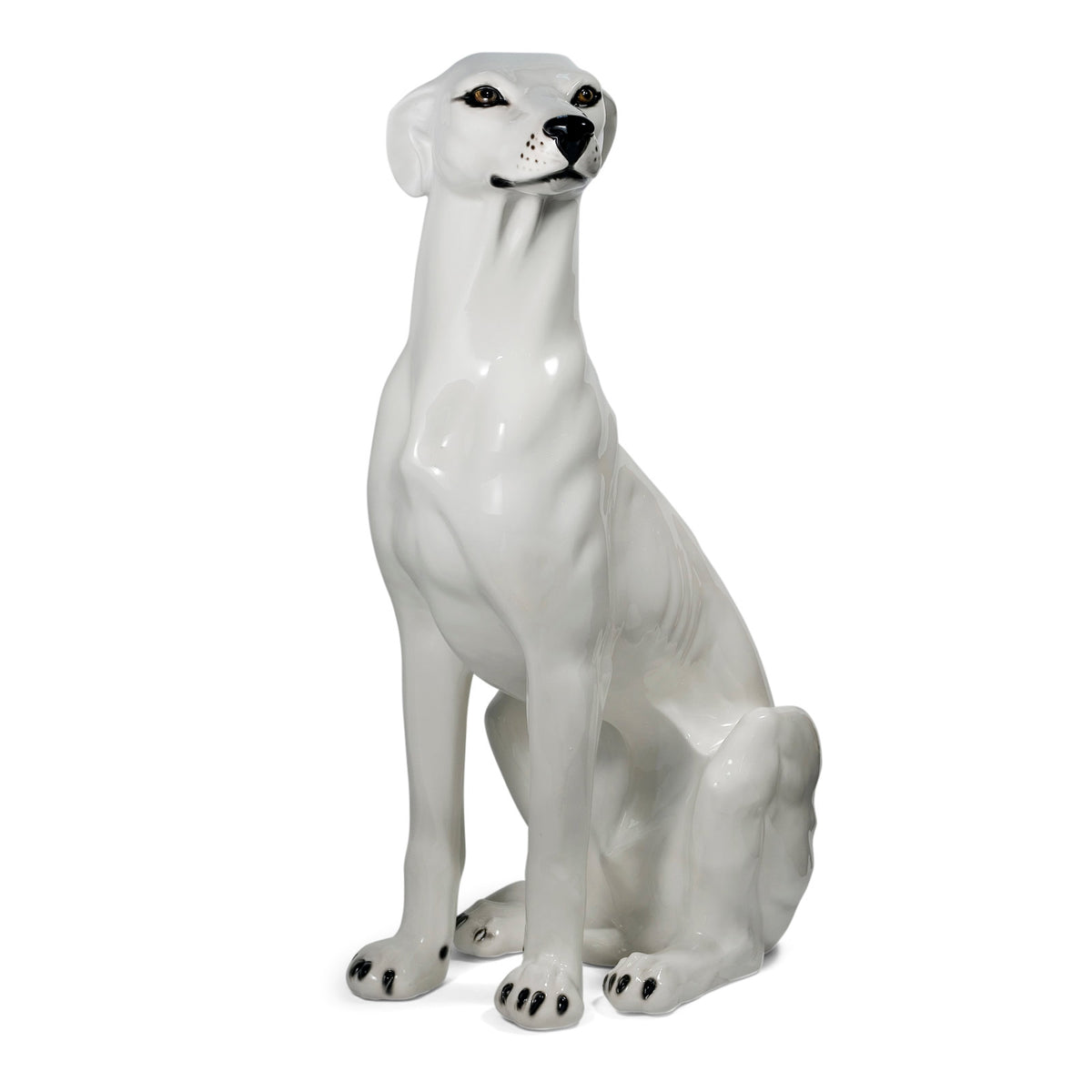 White Greyhound Sculpture-Italian Ceramic — AllSculptures