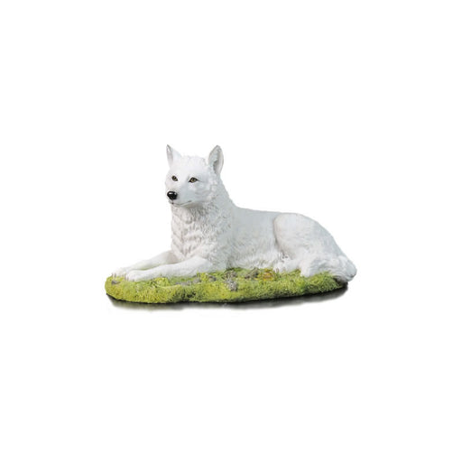 White Wolf Resting Statue
