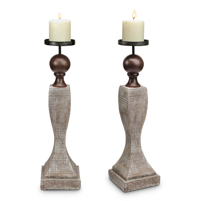 Whitewash Pillar Candleholder by San Pacific International/SPI Home