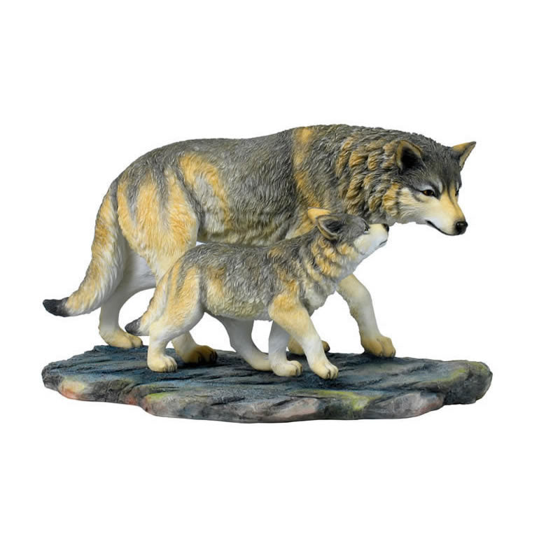 Wolf And Cub Statue