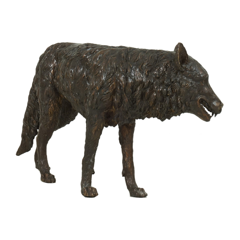 Standing Wolf Bronze Sculpture