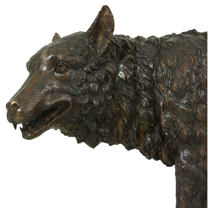 Standing Wolf Bronze Sculpture