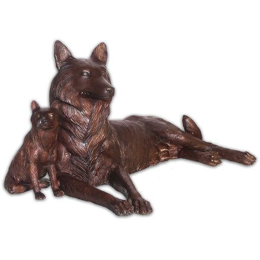Wolf with Cub Bronze Sculpture
