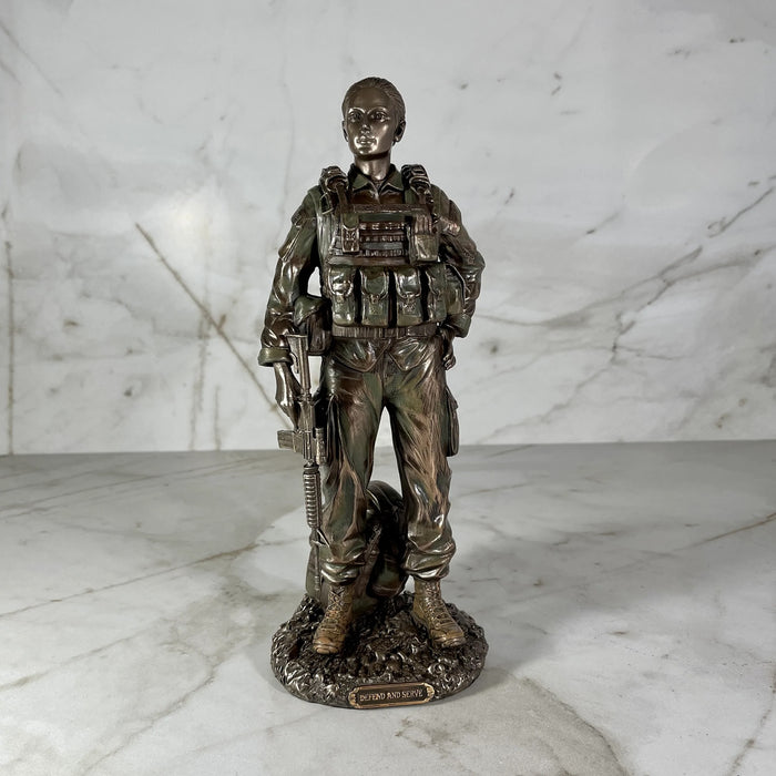 Defend And Serve - Female Soldier Statue