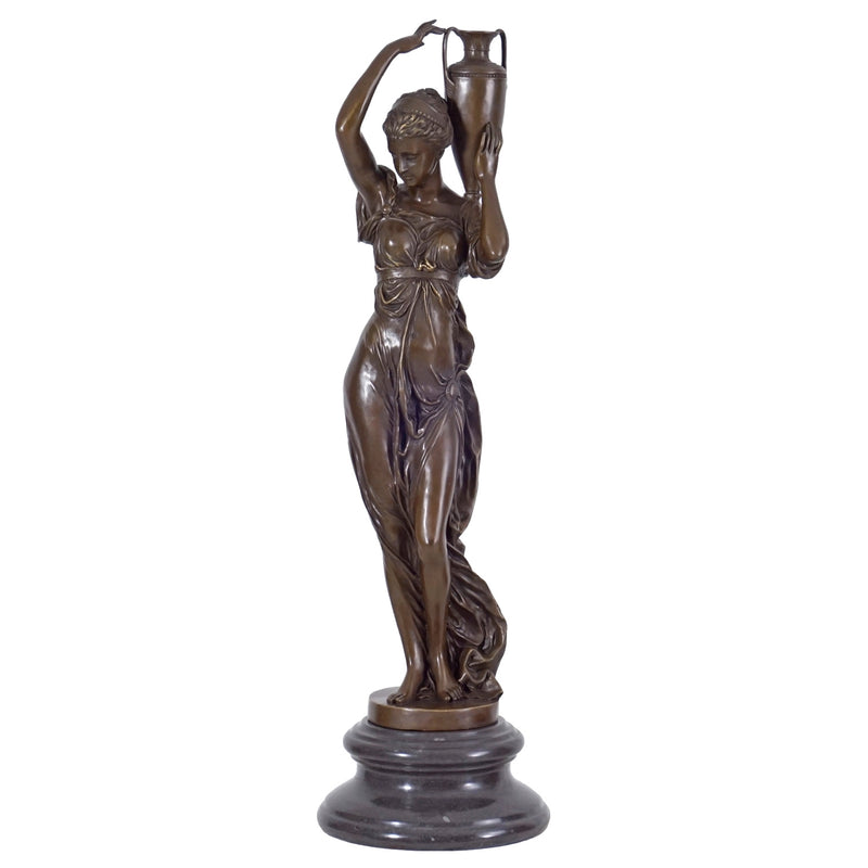 Greek Woman Carrying Water Jar Sculpture in Bronze