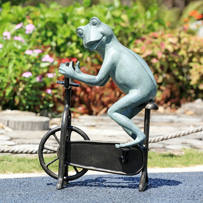 Workout Frog on Bicycle Garden Sculpture by San Pacific International/SPI Home