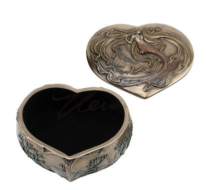 Mermaid Heart Shape Trinket Box by Veronese Design