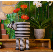 Zebra Bowl Planter Art Glass