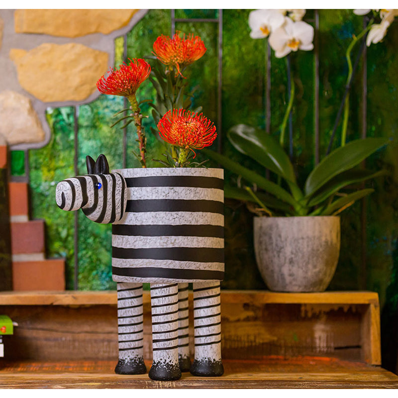 Zebra Bowl Planter Art Glass