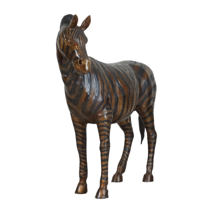 Large Zebra Bronze Sculpture