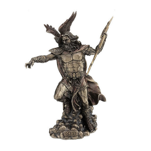 Zeus Holding Thunderbolt With Eagle Statue- 11.75 Inch