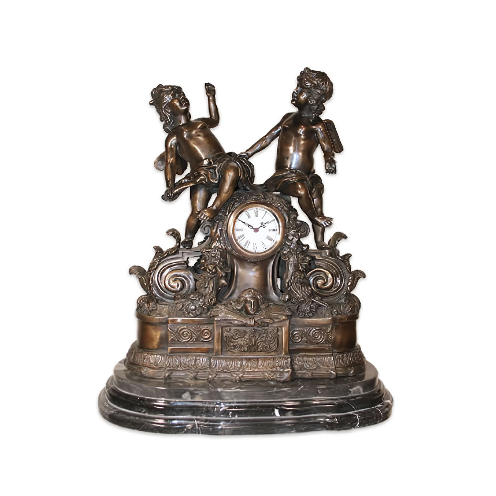 Bronze Mantel Clock- Two Angels/Cherubs