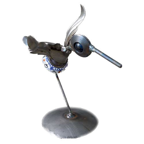 Metal Hummingbird on Stand, Metal-Bird-Sculptures, B100 - AllSculptures.com